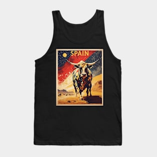 Running of the Bulls Spain Flag Travel Tourism Retro Vintage Tank Top